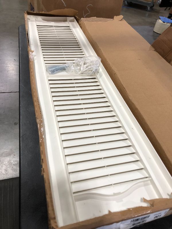 Photo 4 of 12" x 48" True Fit PVC Two Equal Louver Shutters, White 