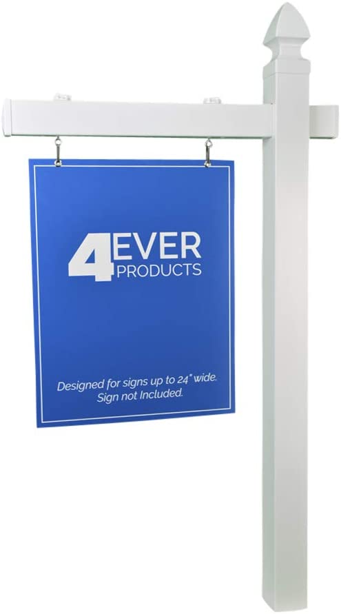 Photo 1 of 4Ever Products Vinyl PVC Real Estate Sign Post - White - 5' Tall Post (Single)
