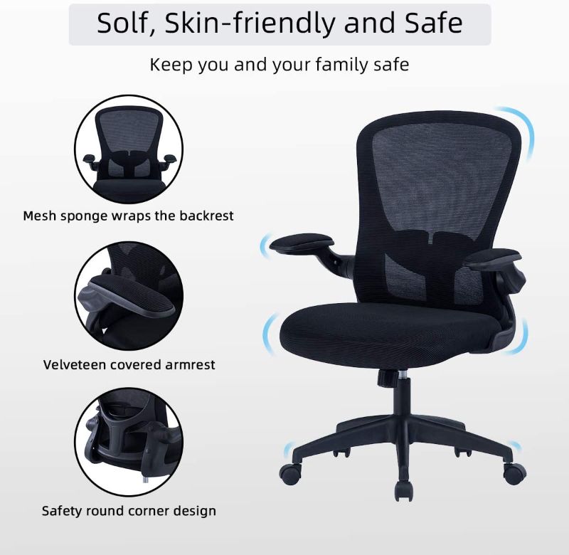 Photo 1 of Sytas Office Chair Ergonomic Desk Chair Computer Task Mesh Chair with Flip-up Arms Lumbar Support and Adjustable Height?Black
