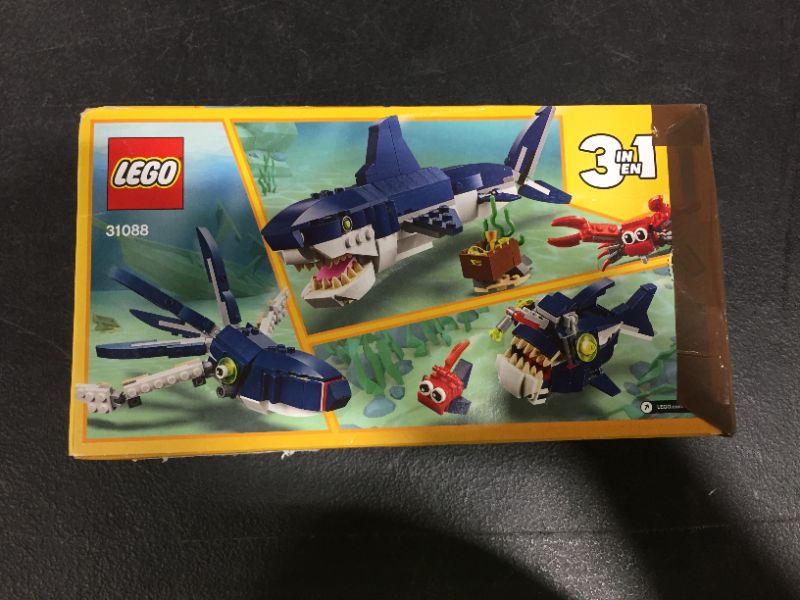 Photo 2 of LEGO Creator 3in1 Deep Sea Creatures 31088 Make a Shark, Squid, Angler Fish, and Crab with This Sea Animal Toy Building Kit (230 Pieces)
