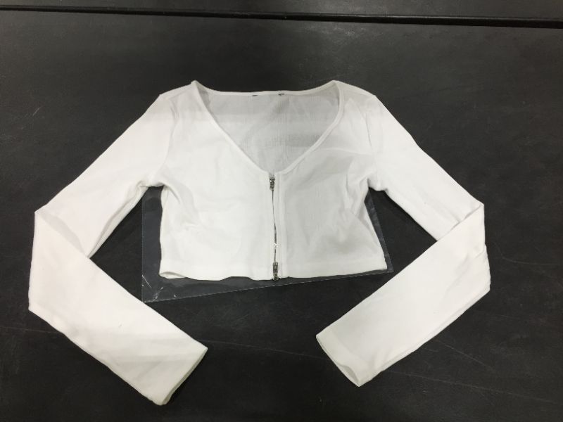 Photo 1 of Size XS Women's Long Sleeve Crop Top Color White