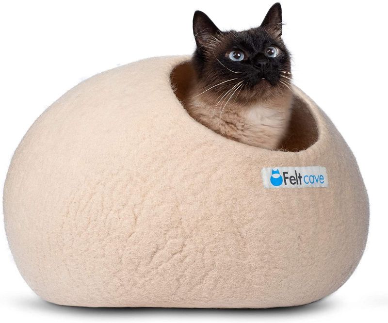 Photo 1 of Feltcave Wool Cat Cave Bed (Medium), Handcrafted from 100% Merino Wool, Eco-Friendly Felt Cat Cave for Indoor Cats and Kittens
