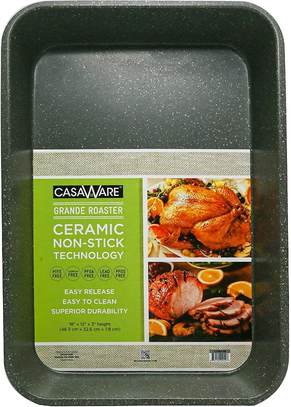 Photo 1 of casaWare Grande Lasagna/Roaster Pan 18 x 12 x 3-Inch - Extra Large, Ceramic Coated NonStick (Silver Granite)
