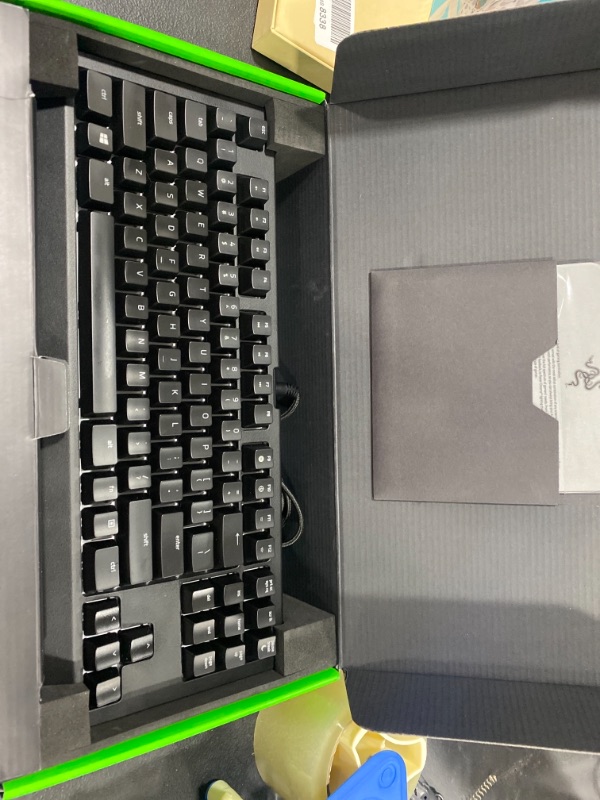 Photo 2 of Razer BlackWidow TE Chroma v2 TKL Tenkeyless Mechanical Gaming Keyboard: Green Key Switches, Tactile & Clicky, Chroma RGB Lighting, Magnetic Wrist Rest, Programmable Macros, Classic Black
