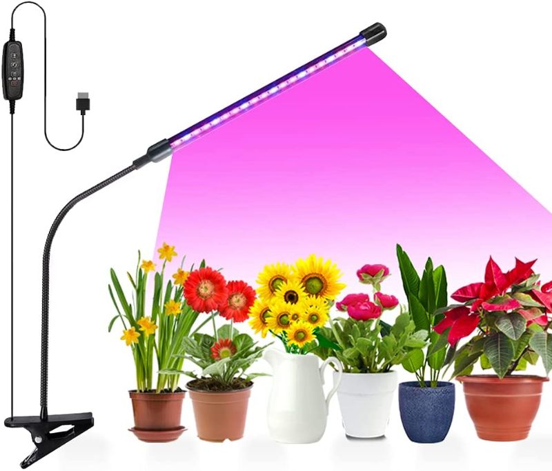 Photo 1 of LED Grow Lights for Indoor Plants, Plant Growing Lamps for Indoor Plants, 20W Full Spectrum Adjustable Gooseneck 9 Dimmable Levels 3 Modes Timing Function, 1 Head
