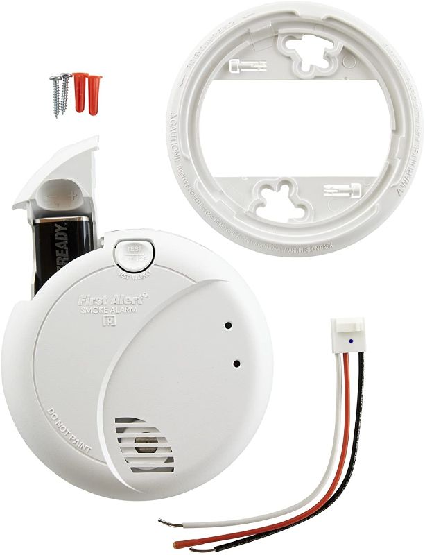 Photo 1 of First Alert BRK 7010B Hardwired Smoke Detector with Photoelectric Sensor and Battery Backup , White
