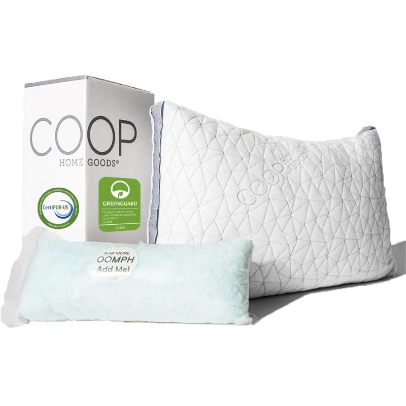 Photo 1 of Coop Home Goods Eden Bed Pillow for Sleeping - Plush and Luxurious Shredded Memory Foam Pillow with Lulltra Washable Cover from Bamboo Derived Rayon - CertiPUR-US/GREENGUARD Gold Certified - King
