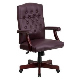 Photo 1 of Martha Washington Burgundy LeatherSoft Executive Swivel Office Chair with Arms