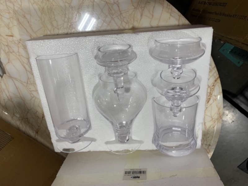 Photo 1 of Designer Clear Glass Decorative Apothecary Jars, 3 Piece Set