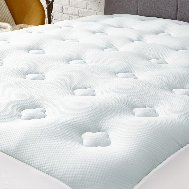 Photo 1 of Hansleep King Memory Foam Mattress Pad, Mattress Topper, Cooling Gel Bamboo Mattress Pad Fluffy Mattress Protector with Deep Pocket, Breathable Air Mattress Topper Cover, 78x80 Inches
