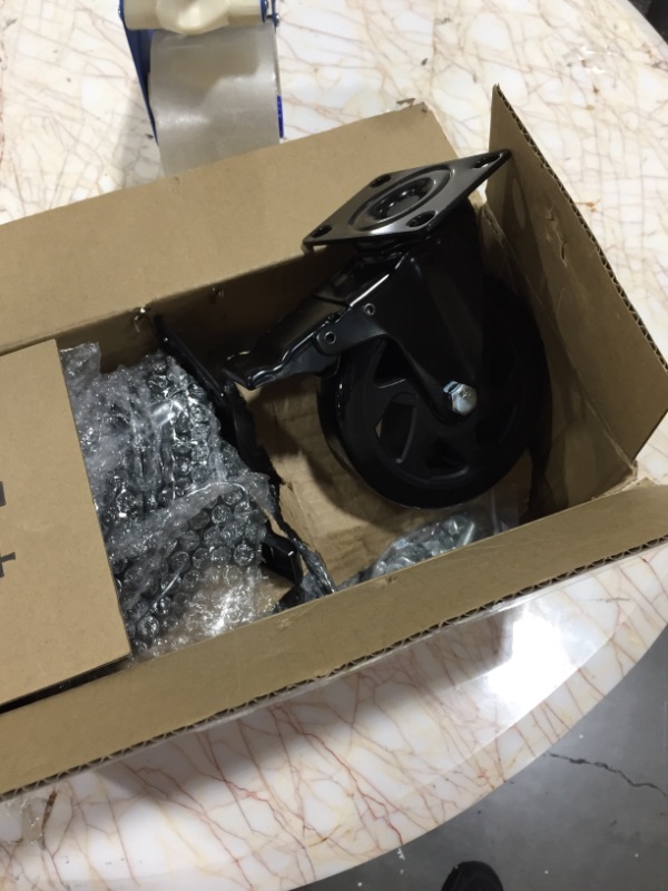Photo 1 of 4 All Black Metal Swivel Plate Caster Wheels w/Brake Lock Heavy Duty High-Gauge Steel