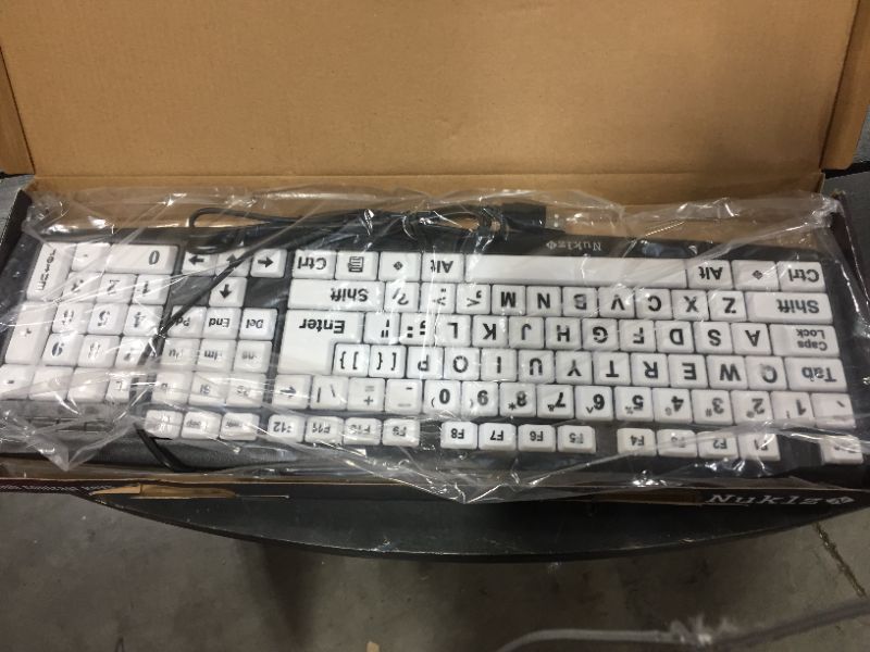 Photo 2 of Nuklz N Large Print Computer Keyboard | Visually Impaired Keyboard | High Contrast Black and White Keys Makes Typing Easy | Perfect for Seniors and Those Just Learning to Type
