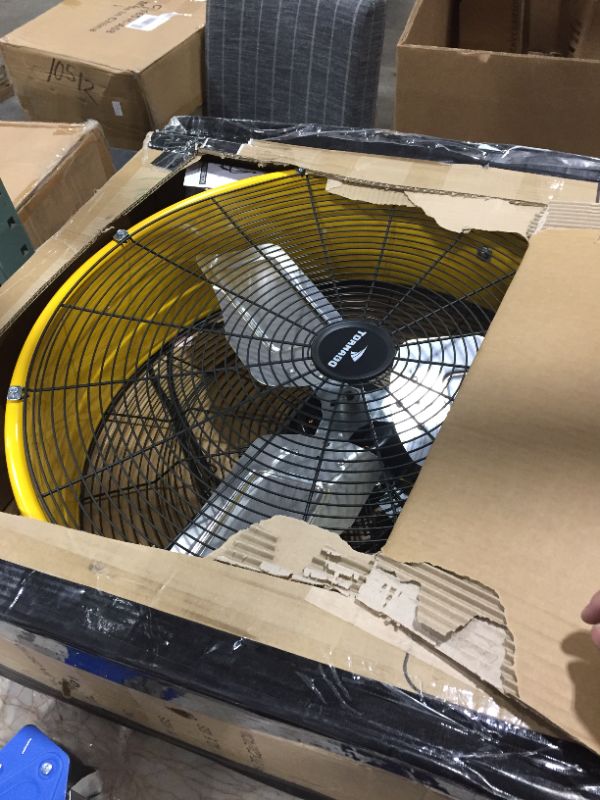 Photo 1 of Tornado 24 Inch Grade UL Listed High Velocity Movement Heavy Duty Drum 3 Speed Air Circulator Fan 7800 CFM-Industrial, Commercial, Residential, and Greenhouse Use, Yellow - NOT TESTED