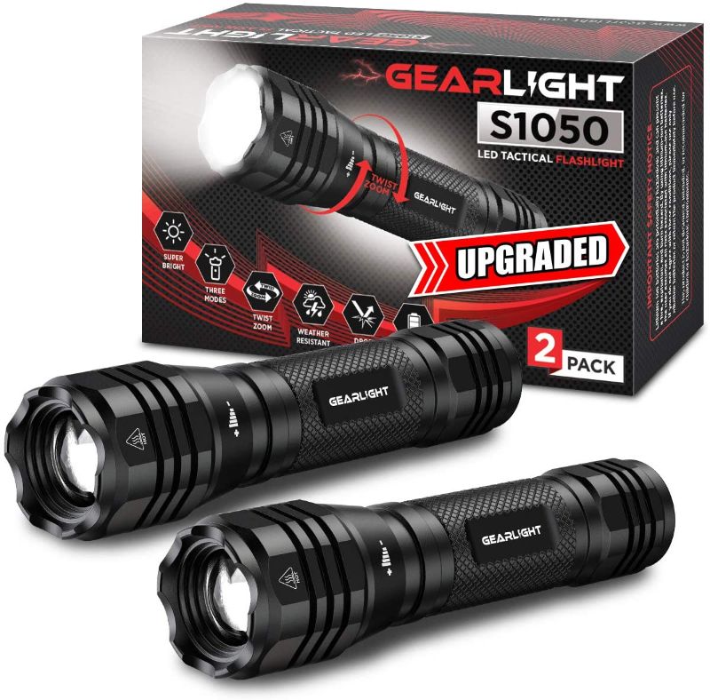 Photo 1 of GearLight LED Flashlights S1050 [1 PACK] - Powerful High Lumens Zoomable Tactical Flashlight - Bright Small Flash Light for Camping Accessories, Emergency Gear