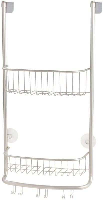 Photo 1 of iDesign Forma Bathroom Over The Door Shower Caddy with Storage Baskets Shelves for Shampoo, Conditioner, Soap, Set of 1, Satin