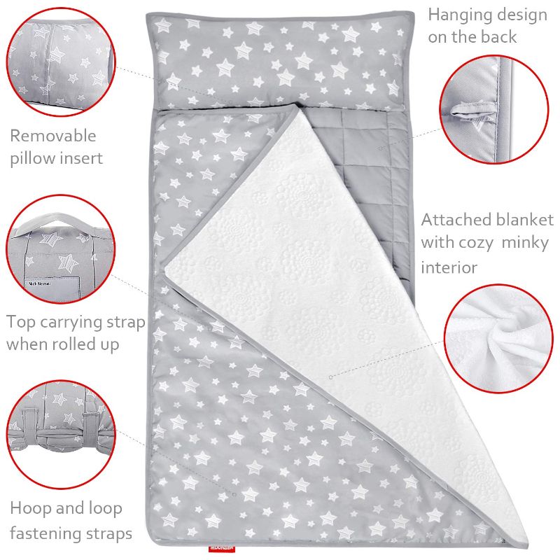 Photo 1 of Moonsea Toddler Nap Mat with Removable Pillow and Fleece Minky Blanket Lightweight and Soft Perfect for Kids Preschool Daycare Travel Sleeping Bag Boys and Girls Designed to Fit on a Standard Cot
