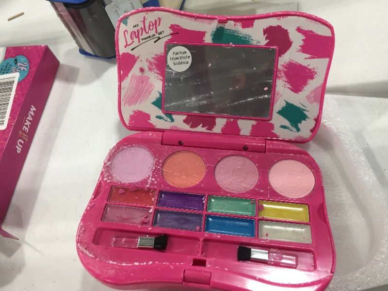 Photo 1 of My First Makeup Set Girls Makeup Kit Fold Out Makeup Palette with Mirror and Secure Close  Safety Tested Non Toxic Laptop Design