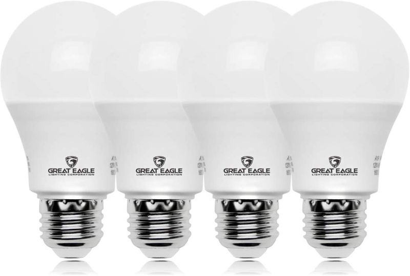 Photo 1 of Great Eagle A19 LED Light Bulb 9W 60W Equivalent UL Listed 5000K Daylight 750 Lumens Nondimmable Standard Replacement 4 Pack