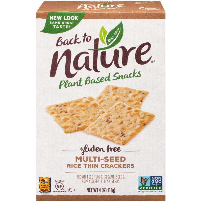 Photo 1 of Back to Nature Plant Based Snacks Gluten Free MultiSeed Rice Thin Crackers 4 oz Box 
3 BOXES  BEST BY 08182021