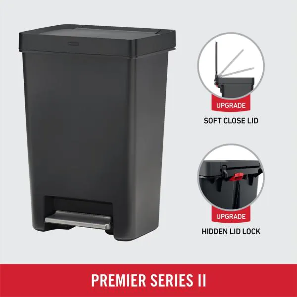 Photo 1 of 12.4G Premier Series II Step-On Trash Can with Lid Lock and Slow Close
