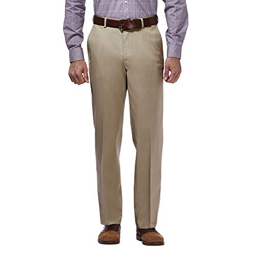 Photo 1 of Haggar Mens Premium No Iron Khaki Classic Fit Expandable Waist Flat Front Pant size 40x29