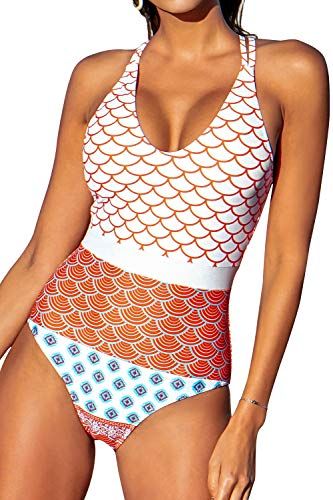 Photo 1 of CUPSHE Womens Beautiful World Print Onepiece Swimsuit High Waisted Swimwear SIZE 2 XL