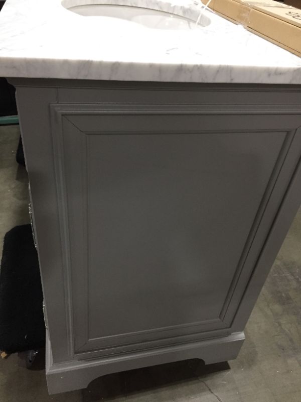 Photo 6 of 72 in. W x 21.5 in. D x 34 in. H Vanity in Cashmere Grey with Marble Vanity Top in Carrara White