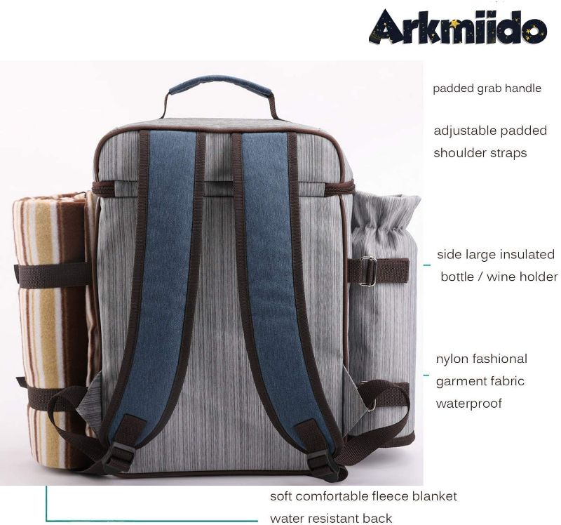 Photo 2 of arkmiido picnic bag for 4 with cooler compartment