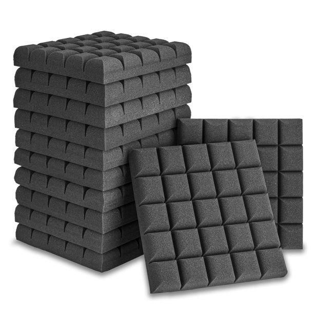 Photo 1 of 12 Pack Set 2" X 12" X 12" Acoustic Foam Panels, Bread 5 Block Tiles, Sound Panels wedges Soundproof Sound Insulation Absorbing, 5 Blocks Design