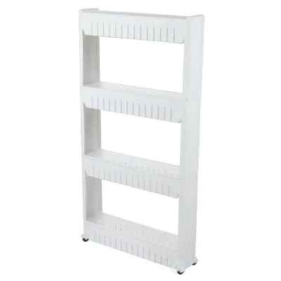 Photo 1 of 40 in. White Plastic 4-shelf Etagere Bookcase with Adjustable Shelves