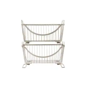 Photo 1 of Ashley 12.625 in. W x 6.25 in. D x 5.5 in. H Large Stacking Basket in Satin Nickel PC