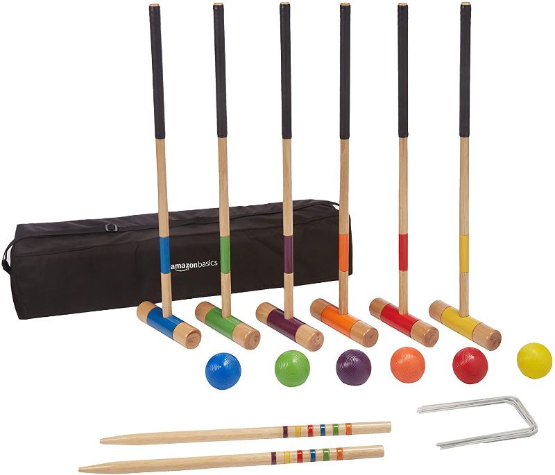 Photo 1 of Amazon Basics Croquet Set with Carrying Case, 6-Player Set
