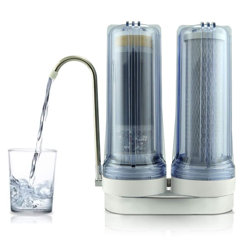 Photo 1 of APEX EXPRT MR-2050 Dual Countertop Drinking Water Filter - 5 Carbon Block and 5 Stage Mineral Cartridge - Alkaline Filtration System - for Purified Water (Clear)