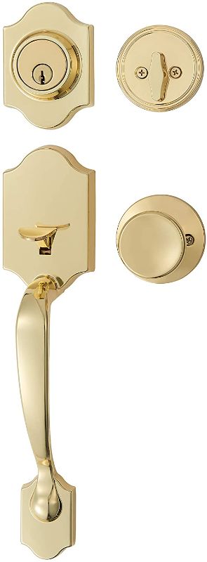 Photo 1 of Amazon Basics Handleset with Tulip Knob - Single Cylinder - Polished Brass