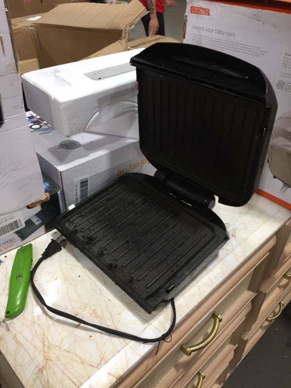 Photo 2 of George Foreman 4-Serving Removable Plate Electric Grill and Panini Press, Black, GRP1060B