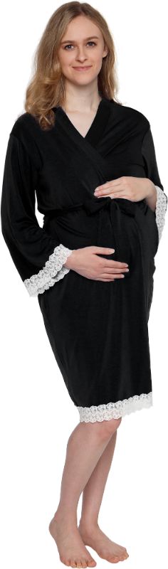 Photo 1 of (2 pack) Silver Lilly Lace Trim Maternity Delivery Nursing Kimono Bath Robe (S/M)