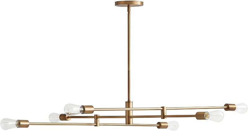 Photo 1 of Amazon Brand – Rivet Mid-Century Modern Metal Rod Ceiling Pendant Light Chandelier - 48.9" x 42.6" x 43. 1", Brass