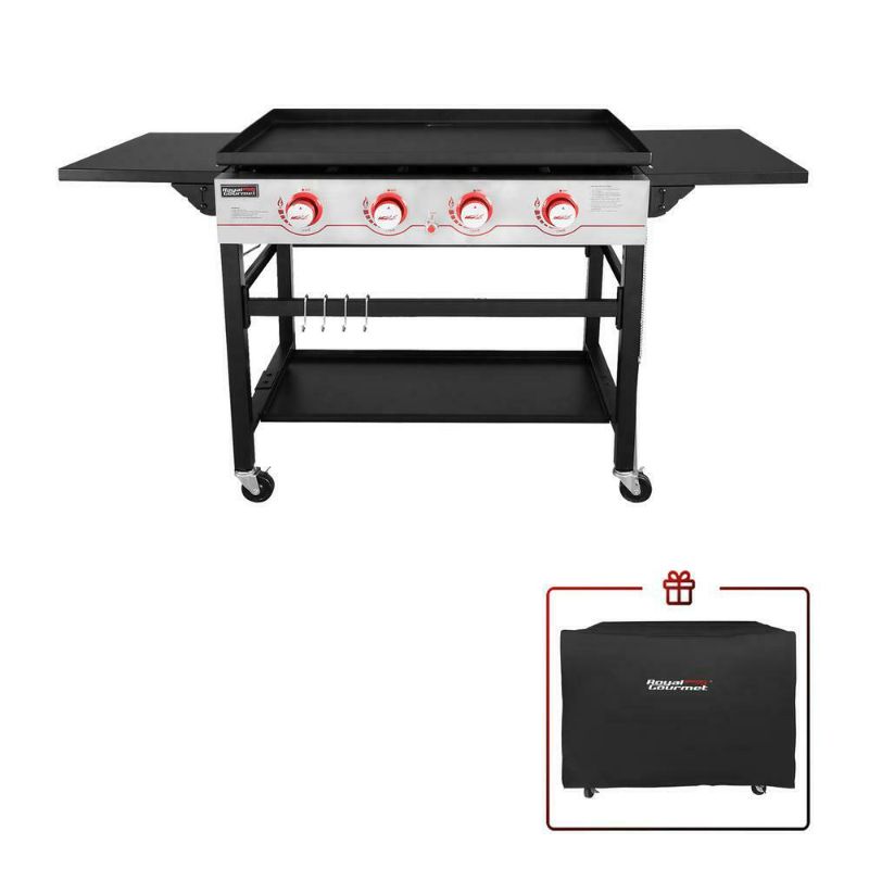 Photo 1 of 4-Burner Propane Gas Griddle in Black with Cover
