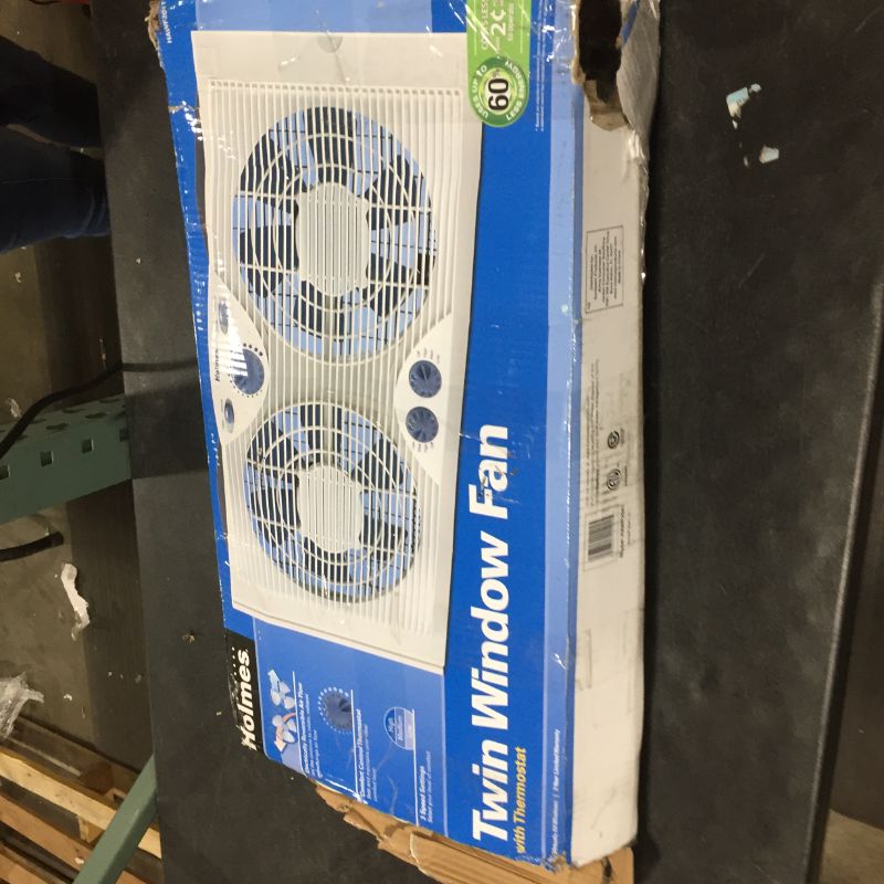 Photo 2 of Holmes Dual 8" Blade Twin Window Fan with Manual Controls, 3 Speed Settings, White