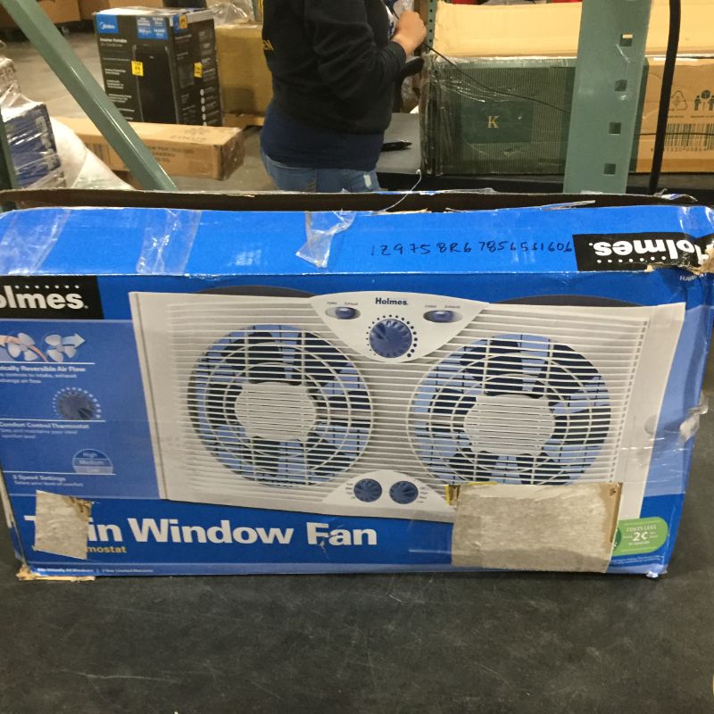 Photo 2 of Holmes Dual 8" Blade Twin Window Fan with Manual Controls, 3 Speed Settings, White