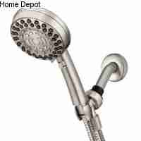 Photo 1 of Waterpik 6-Spray Patterns 4.5 in. Single Wall Mount Adjustable Handheld Shower Head in Brushed Nickel
