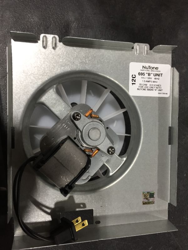 Photo 3 of Broan-NuTone 70 CFM Replacement Motor Wheel for 695A Bathroom Exhaust Fan