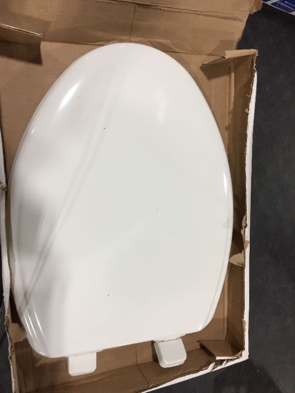Photo 1 of Jamestown Adjustable Slow Close Never Loosens Elongated Closed Front Toilet Seat in White