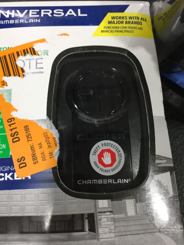 Photo 2 of Chamberlain KLIK5U-BK2 Clicker 2-Button Garage Door Opener Remote with Visor Clip, Black
