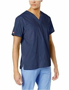 Photo 1 of NWT dickies 83706 Men's Signature V-Neck Scrubs Shirt, Navy Medium