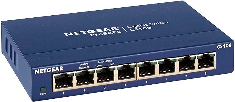 Photo 1 of NETGEAR 8-Port Gigabit Ethernet Unmanaged Switch (GS108) - Desktop or Wall Mount