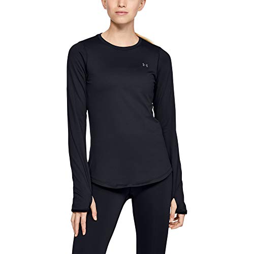 Photo 1 of Under Armour Women's ColdGear Armour Compression Crew Long-Sleeve T-Shirt , Black /Metallic Silver , Large