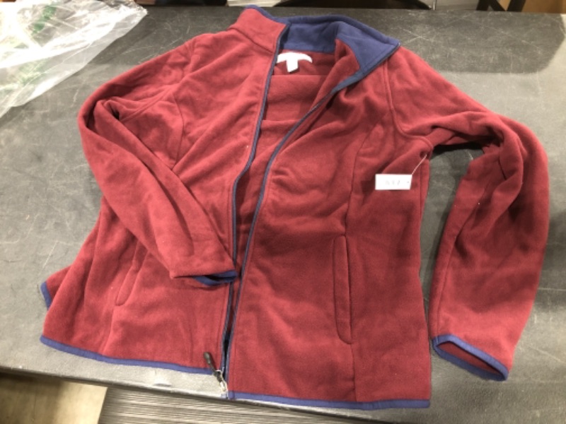 Photo 1 of AMAZONBASICS FLEECE ZIP UP JACKET, RED/BLUE, SIZE XL