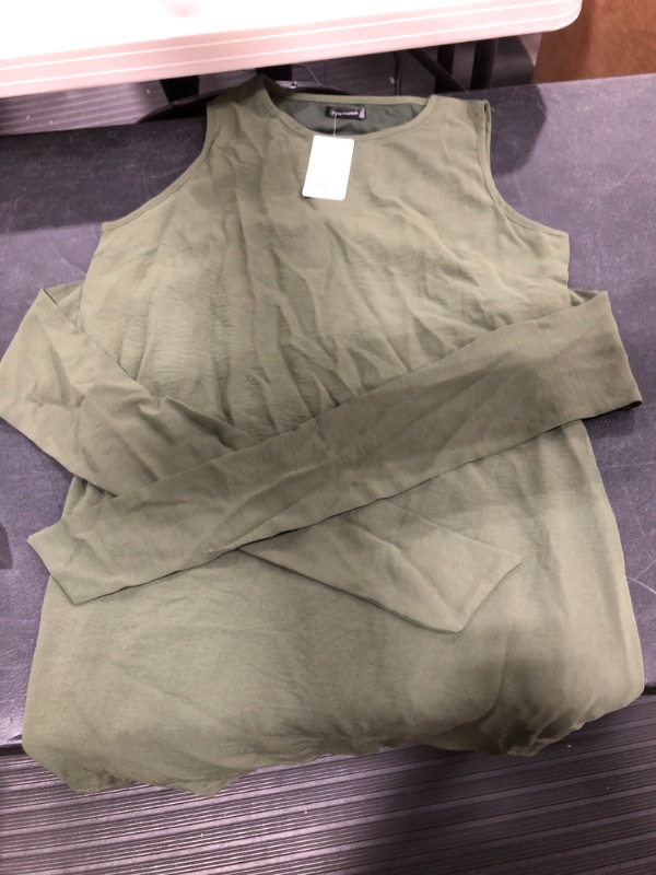 Photo 1 of PRETTYGARDEN WOMENS OLIVE TANK WITH BELT TIE, SIZE L