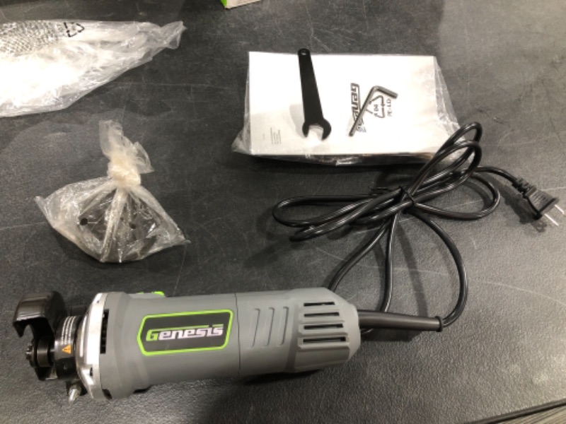 Photo 2 of Genesis GCOT335 3" 3.5 Amp High Speed Corded Cut Off Tool with Quick-Release Adjustable Guard, Arbor Wrench, 3 in. Cut-off disc and Safety Switch
